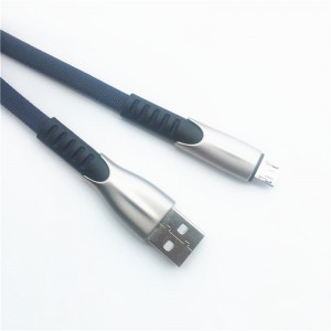 KPS-1001CB Micro Custom kannettava 1m 2A sinkkiseos Kankaalla kudottu mikro USB-kaapeli